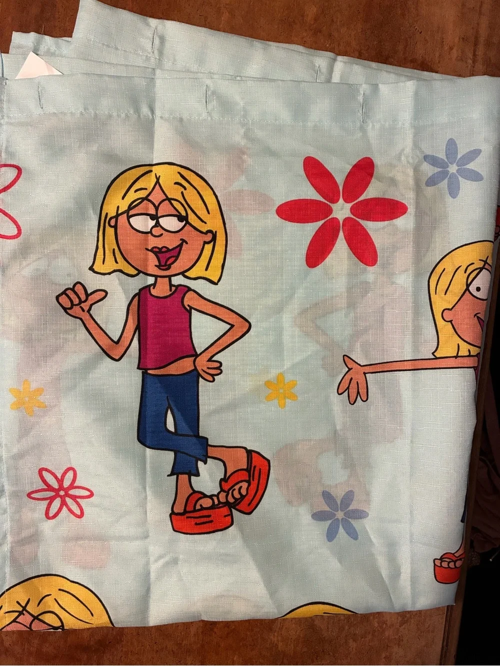 Cartoon Girl Print Blue Tote or Fabric Panel